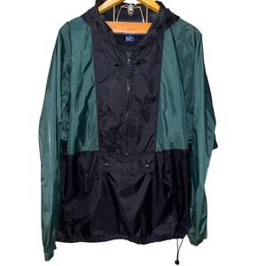 Vintage Jansport Men’s Windbreaker Green black Pullover hooded jacket XL